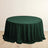 Round green tablecloth on a light wooden floor.