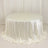 Round satin tablecloth in ivory, draped elegantly.