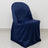 Navy blue chair cover draped over a chair