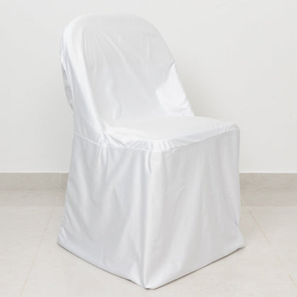 Scuba Stretch Folding Chair Cover White - Wrinkle Free & Durable Slipcover