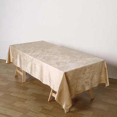 Premium Velvet Rectangle Tablecloth 60"x102" Champagne - Soft Textured Feel Reusable Table Cover