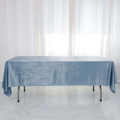 Premium Velvet Rectangle Tablecloth 60"x102" Dusty Blue - Soft Textured Feel Reusable Table Cover