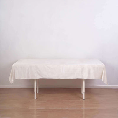 Premium Velvet Rectangle Tablecloth 60"x102" Ivory - Soft Textured Feel Reusable Table Cover