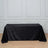 Black tablecloth draped over a rectangular table in a minimalist setting.