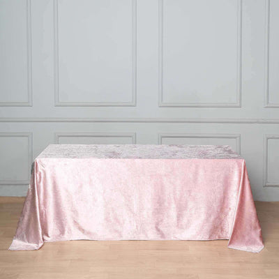 Premium Velvet Rectangle Tablecloth 90"x132" Blush - Soft Textured Feel Reusable Seamless Table Cover