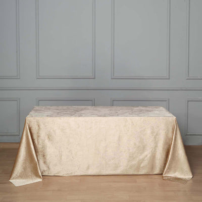 Premium Velvet Rectangle Tablecloth 90"x132" Champagne - Soft Textured Feel Reusable Seamless Table Cover
