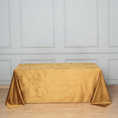 Premium Velvet Rectangle Tablecloth 90"x132" Gold - Soft Textured Feel Luxe Reusable Seamless Table Cover