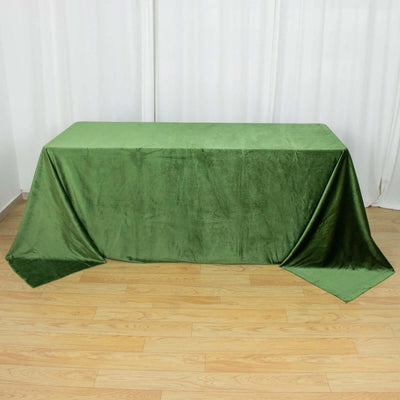 Premium Velvet Rectangle Tablecloth 90"x132" Olive Green - Soft Textured Feel Reusable Seamless Table Cover