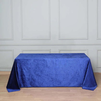 Premium Velvet Rectangle Tablecloth 90"x132" Royal Blue - Soft Textured Feel Reusable Seamless Table Cover