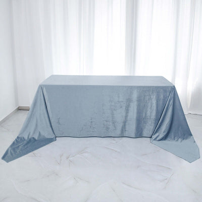 Premium Velvet Rectangle Tablecloth 90"x156" Dusty Blue - Soft Textured Feel Reusable Seamless Table Cover