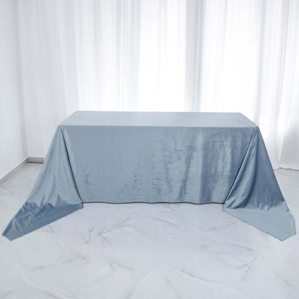 Premium Velvet Rectangle Tablecloth 90"x156" Dusty Blue - Soft Textured Feel Reusable Seamless Table Cover