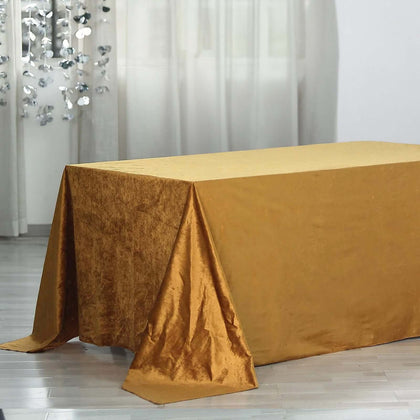 Premium Velvet Rectangle Tablecloth 90"x156" Gold - Soft Textured Feel Luxe Reusable Seamless Table Cover