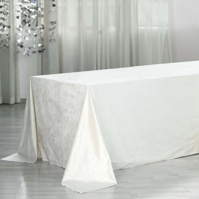 Premium Velvet Rectangle Tablecloth 90"x156" Ivory - Soft Textured Feel Reusable Seamless Table Cover