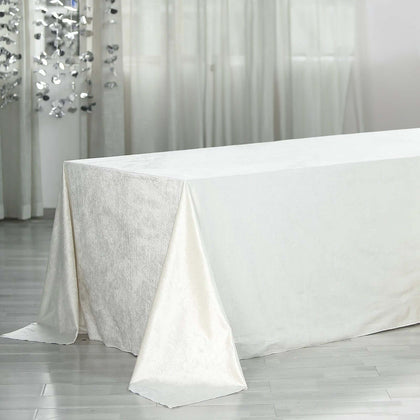 Premium Velvet Rectangle Tablecloth 90"x156" Ivory - Soft Textured Feel Reusable Seamless Table Cover