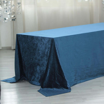 Premium Velvet Rectangle Tablecloth 90"x156" Navy Blue - Soft Textured Feel Reusable Seamless Table Cover
