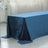 Blue velvet tablecloth draped over a table in a bright setting.