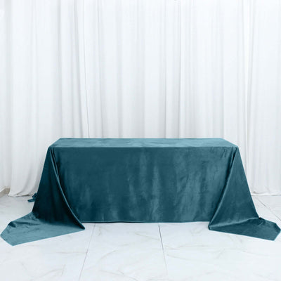 Premium Velvet Rectangle Tablecloth 90"x156" Peacock Teal - Soft Textured Feel Reusable Seamless Table Cover