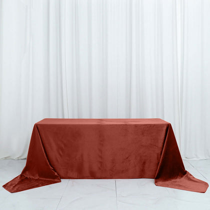 Premium Velvet Rectangle Tablecloth 90"x156" Terracotta (Rust) - Soft Textured Feel Reusable Seamless Table Cover
