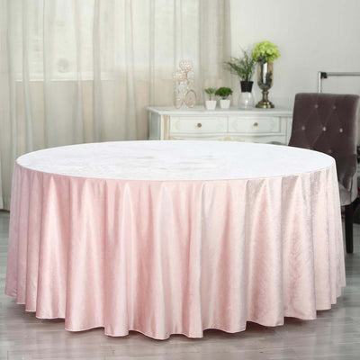 Premium Velvet Round Tablecloth 120" Blush - Seamless Soft & Reusable Table Cover