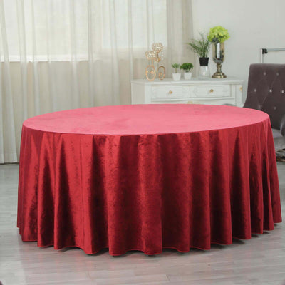 Premium Velvet Round Tablecloth 120" Red - Seamless Soft & Reusable Table Cover