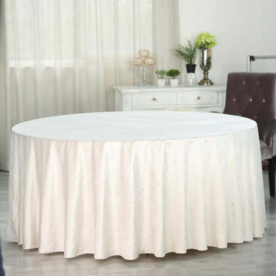Premium Velvet Round Tablecloth 120" Ivory - Seamless Soft & Reusable Table Cover