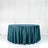 Round teal tablecloth on a plain backdrop
