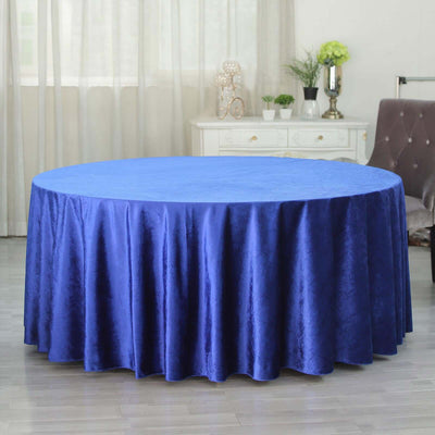 Premium Velvet Round Tablecloth 120" Royal Blue - Seamless Soft & Reusable Table Cover