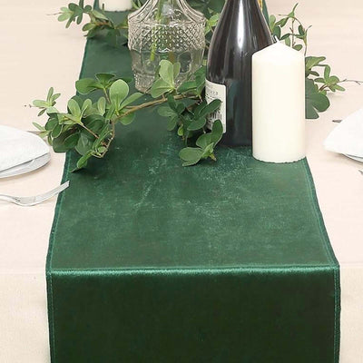 Premium Velvet Table Runner 12"x108" Hunter Emerald Green - Sheen Finish Reusable Linen