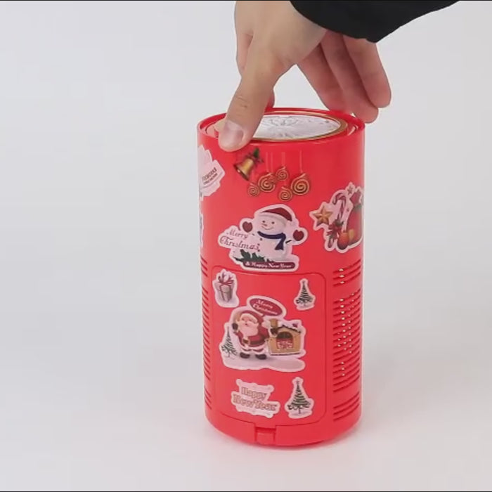 Red fireworks bubble machine with RGB lights for kids.
