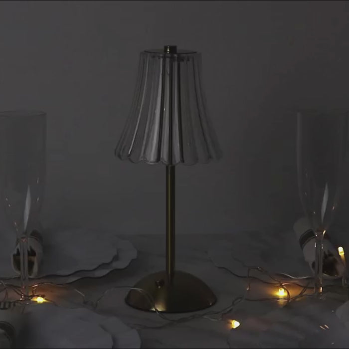 LED cordless table lamp - elegant candlelit table setting