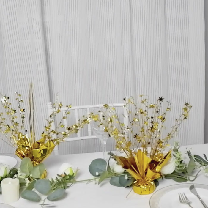 Metallic gold star foil centerpiece table decorations for parties.