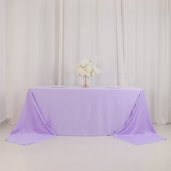 Lavender lilac seamless tablecloth draped elegantly over a table.