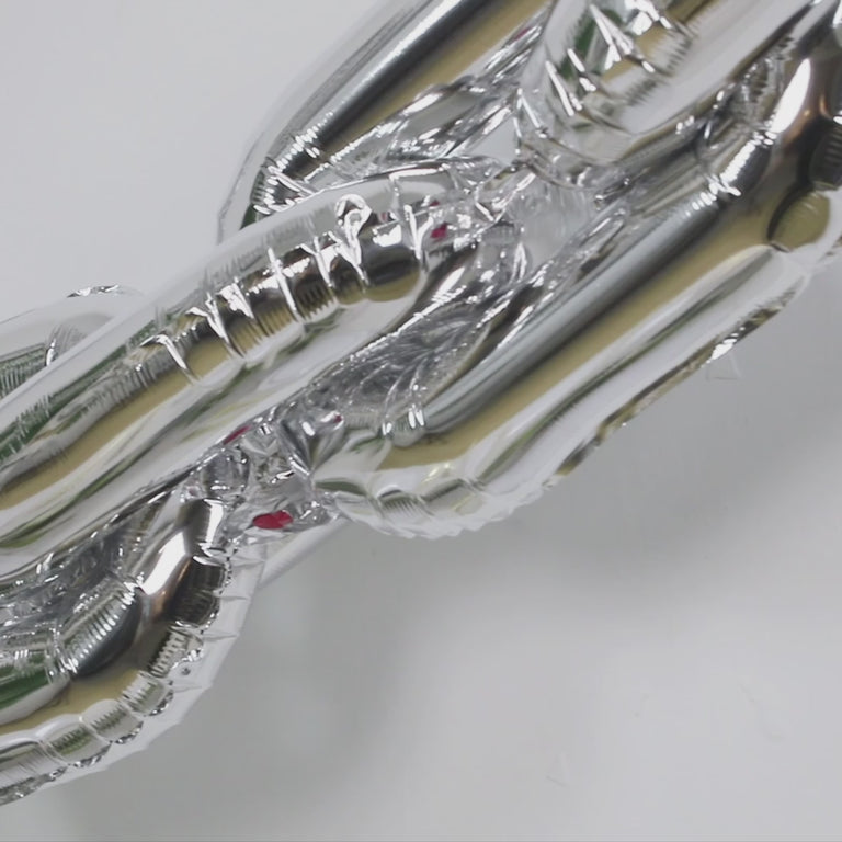 Silver chain link balloons for parties and events. Durable and festive decor.