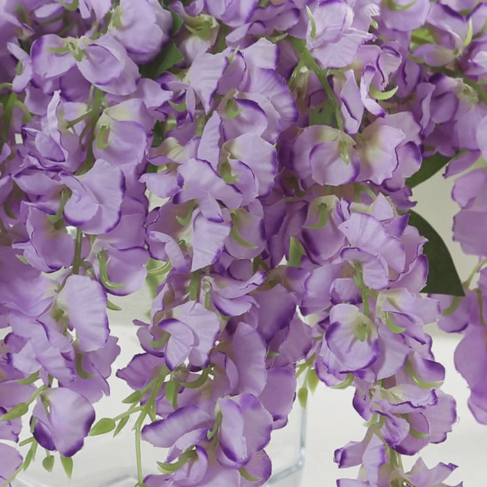 6-Pack Purple Silk Wisteria Vines Hanging Plants, Long Artificial Flowers Bushes - 4 Full Strands In
