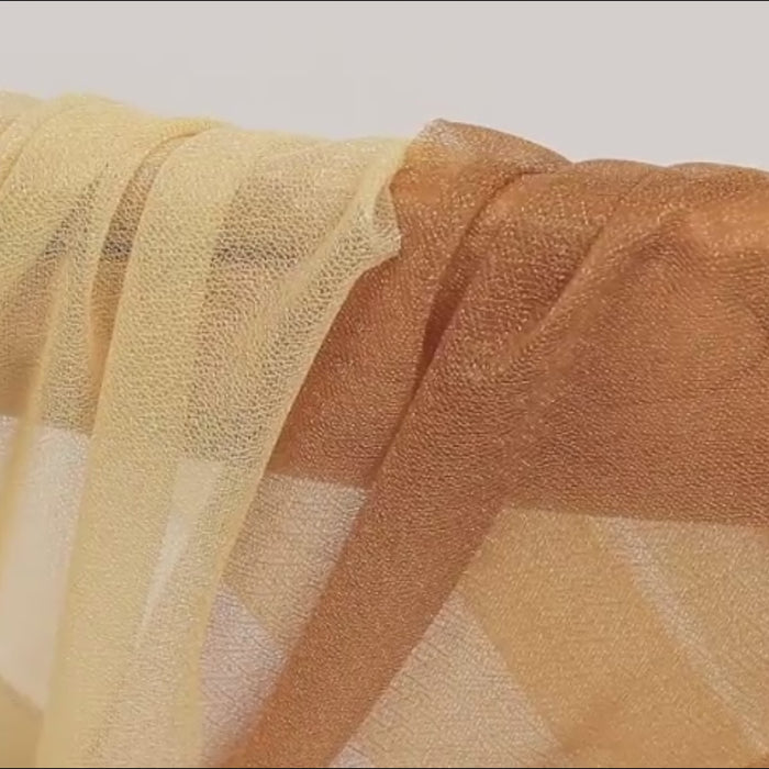 Champagne gold sheer chair sashes for elegant decor, 20-pack set.