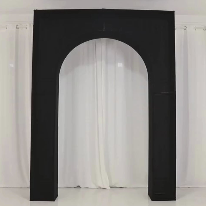 Black spandex wedding arch cover for backdrop stand.