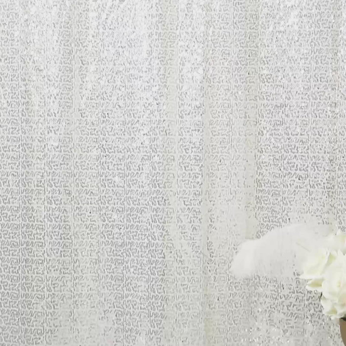 Silver sequin backdrop curtain for events, 5ft x 12ft.