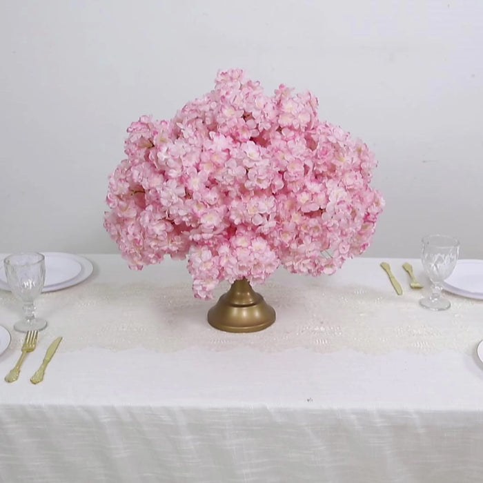 Blush silk cherry blossom wedding centerpiece for event table décor.