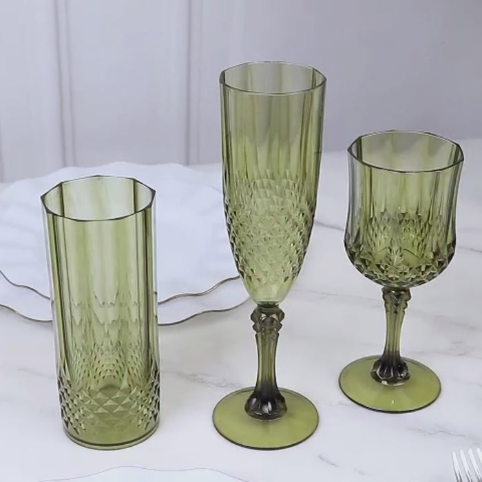 Dusty sage green shatterproof highball drink glasses set of 6.