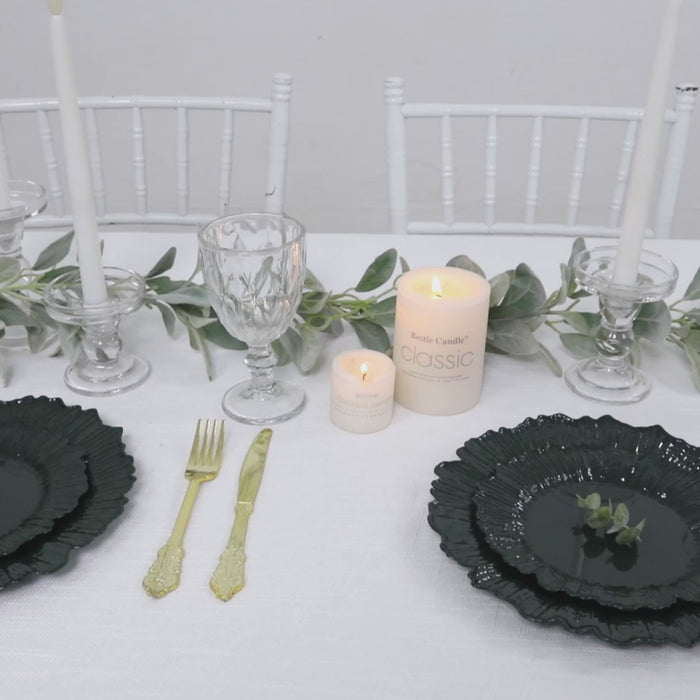 Emerald green disposable plates for elegant dessert and appetizer presentations.
