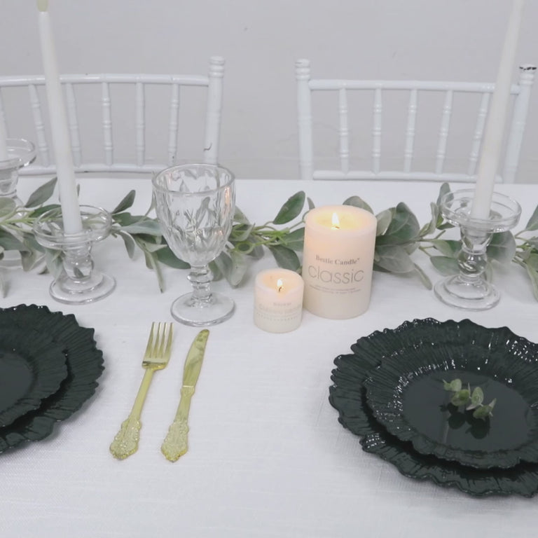 Emerald green disposable plates for elegant dessert and appetizer presentations.