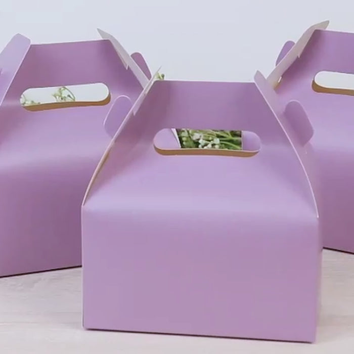 Matte lavender gable boxes for party favors, 25 pack.