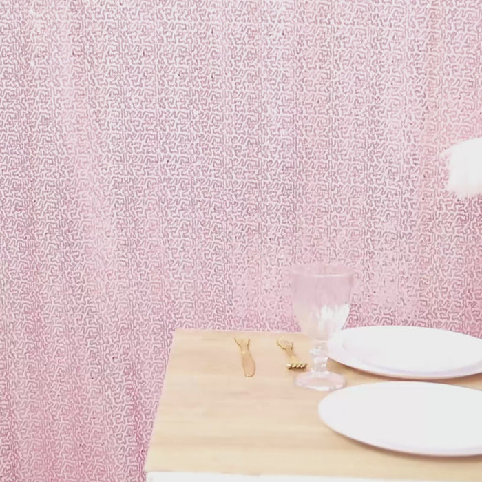 Pink sequin backdrop curtain for events and photo booths, 5ft x 12ft.