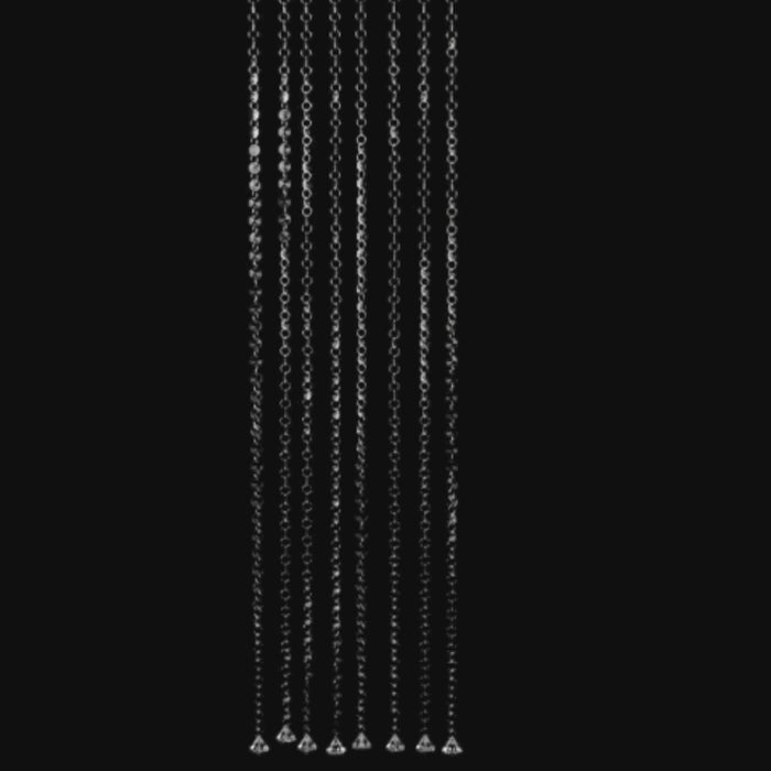 Black octagon acrylic crystal beaded garland strands with diamond prisms.