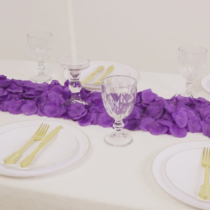 Purple silk rose petals table scatter for decorative events.