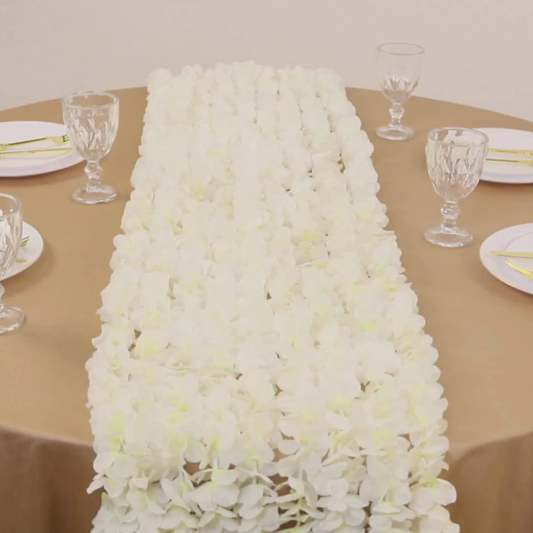 White artificial wisteria flower garland for wedding decor.