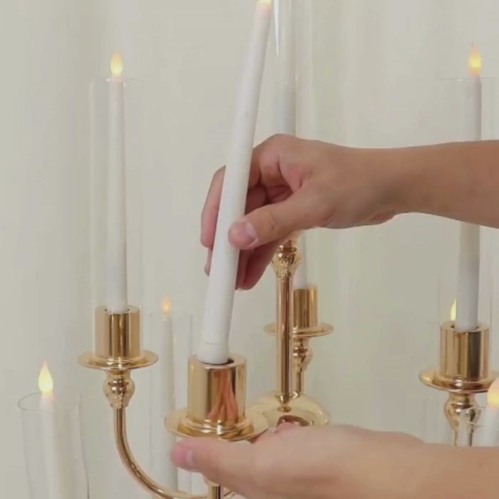 Gold vintage metal floor candelabra with 9 arms for weddings and parties.