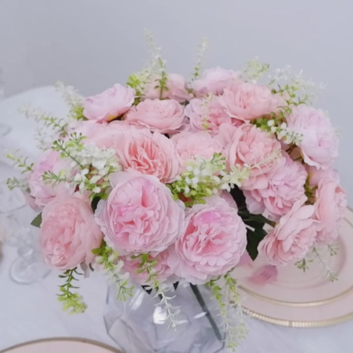 Blush artificial peony flower bouquet for wedding or home decor.