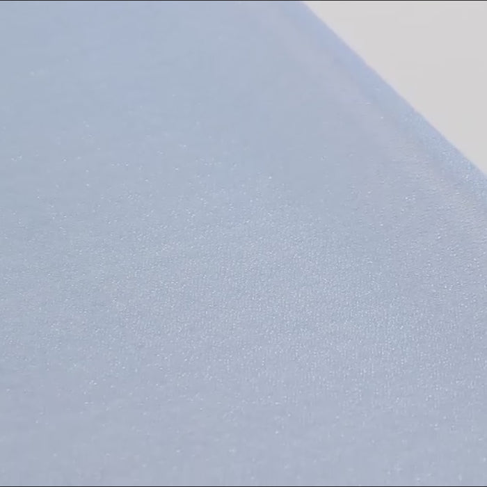 Dusty blue sheer table runner, 9ft long, wrinkle-free decor.