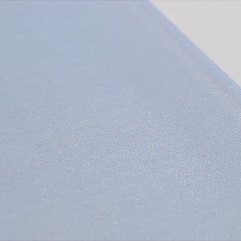 Dusty blue sheer table runner, 9ft long, wrinkle-free decor.
